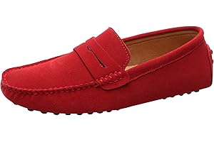 Jamron Uomo Pelle Scamosciata Penny Mocassini Comfort Scarpe da Guida Pantofole