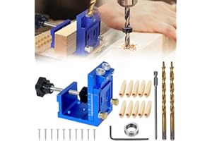 JIDRMC 6 Piezas Juego de Aluminio puro Plantilla de Agujero de Bolsillo, Ajustable Guia Taladro, Herramientas Carpinteria Madera, Sierra de Agujero de Bisagra Bricolaje para Muebles y Carpintería