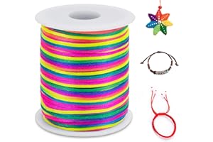 LEREATI Cola de Raton 1.5mm x 100m Cuerda Nylon Cordón de Satén Nailon, Hilo Macrame para Hacer Pulseras, Reborde, Joyería, Anudado Chino (Color)