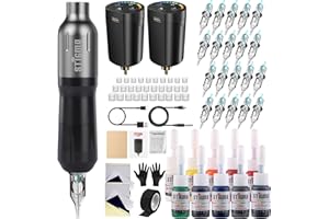STIGMA Kit per Tatuaggi Kit di Penne Rotanti per Tatuaggi Senza Fili Set di Macchinette per Tatuaggi Professionali con 2 Batterie e 20 Aghi per Cartucce per Tatuaggi per Principianti e Tatuatori