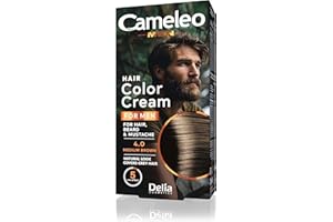 Cameleo Men trwała farba do włosów, średni brązowy kolor uszu, brody i wąsów, naturalny kolor w ciągu 5 minut, zakrycie siwych włosów, 30 ml
