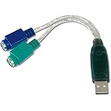 DIGITUS USB zu PS/2 Adapter - Maus & Tastaur Adapter - USB Typ-A Stecker zu 2x Mini-Din 6 Buchse - Win 10 - Plug & Play