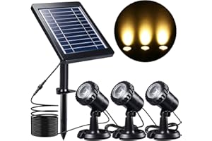 ‎PCHERO PChero Teichleuchten, Solar Unterwasser Landschaftsscheinwerfer mit 3 IP68-Tauchlampen für Garten, Pools, Teiche und andere Außendekorationen - [Warmweiß]