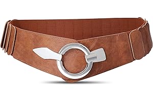 JASGOOD Women Wide Elastic Waist Belt Fashion Vintage Waist Belt With Silver Ring Buckle