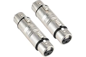 MAIXIANGGUOJI XLR Female to Female Adapter, XLR 3 Pin Coupler Microphone Line Adapter Mic Barrel Extension for Microphones Mixers Audio Equipment (silvery, 2 Pcs)