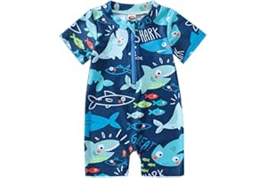 Nicoxijia Baby Boy Swimsuit Swimming Costume Infant Rash Guard Swimwear One Piece Zipper Swimwear Sun Protection Bathing Suit