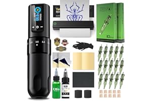 ‎INKIN INKin Tattoo Maschine Set, Kabelloser Tätowiermaschine mit 2.2-4.2mm Hublänge und 1600mAh Batterien, Tattoo Zubehör Set Komplett mit Tattoo Drucker Bluetooth,Stencil Stuff,Tattoo Farbe und Nadeln