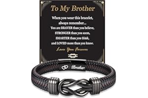 EPIRORA Birthday Gifts for Son Grandson Brother Dad Daddy Grandad Husband, Leather Bracelet Gifts for Boys Men Father's Day Christmas Valentines Day Bracelet Presents for Him
