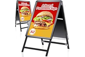 VAIIGO A2 A-Board Pavement Sign - Double Side Display Poster Board Aluminum Frame Sign Board for Outdoor Advertising Display Stand, Black