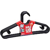 Huub Hanger Plastik Slim Askı, Elbise Askısı, Siyah Askı (Standart, Adet, 10)