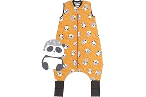 SCHLUMMERSACK Slumbersac Sacco nanna con piedini bambini 1 Tog 90 cm Panda I Sacco nanna con gambe per dimensione del corpo 90-100 cm | Sacco nanna cotone leggero