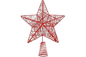 HAPPYMAS Baumspitze - Christbaumspitze und Tannenbaum-Aufstecker - Ideale Spitze für den Weihnachtsbaum zu Weihnachten Tannenbaumspitze (Rot, 1x)