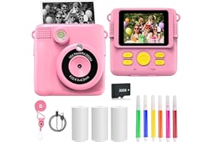 LuSeren Kids Instant Print Camera Toy, 1080P HD Digital Camera With Photo Paper, 6 Colour Pens, 32GB SD Card - Birthday Gifts for 3-12+ Year Old Girls and Boys