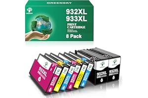 GREENSKY 932XL 933XL Wkłady atramentowe 932 kompatybilne z HP 932 933 XL do HP Officejet 6600 7510 6100 6700 7110 7610 7612 (2 czarny 2 cyjan 2 magenta 2 żółty, opakowanie 8 szt.)