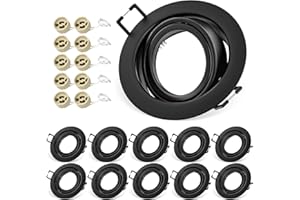 QOJUX Einbaustrahler GU10 Set, 10x Schwenkbar Einbaurahmen 68mm mit GU10 Fassung, LED Spots 230V Rund Flach Deckenspots, Einbauspots Einbauleuchten Rahmen Matt Schwarz für LED oder Halogen Lampe