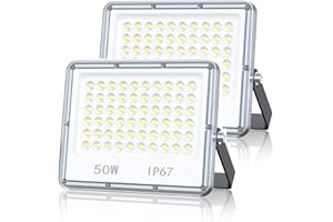 TOPAUBUB Focos LED Exterior 50W, Proyector LED Exterior 5000LM 6500K Blanco Frío Impermeable IP67 para Jardin(2 Piezas)