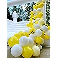 Flyloons Yellow White Balloons Pack of 50 for birthday decoration items also suitable for Anniversary, Wedding, Celebration, Party