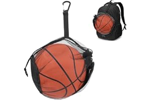APLZGMG Single Mesh Ball Bag, Volleyball Basketball Bag with Zipper Pocket, Drawstring Soccer Ball Net Bags with Buckle, Mesh Sports Storage Bags for Carrying Soccer Basketball Football Volleyball Rugby