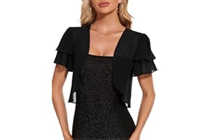 HANERDUN Bolerko damskie wiosenno-letnia kamizelka damska szykowna i elegancka ceremonia bolerko z krótkim rękawem szyfonowy kardigan do sukni ślubnej