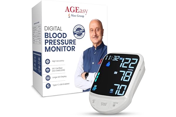 AGEasy (Max Group) Automatic BP Monitor | Digital Blood Pressure Machine | 4.7” LED Display | Clinically Accurate | 2 Users M