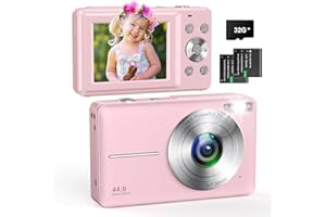 ZOSTUIC Macchina Fotografica Digitale con Scheda 32GB, 1080P Fotocamera Digitale 44MP Macchina Fotografica Compatta con Zoom Digitale 16X e 2 Batterie Per Bambini Adulto Principianti