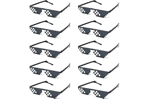JYZOBJHB 10 Pieces Thug Life Party Sunglasses Pixelated Mosaic Eyewear Black for Unisex Adults Men and women