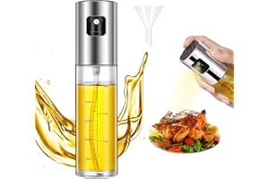 RAYPOW Ölsprüher aus Glas, 100 ml, mit Trichter, Olivenöl, Spray für Luftfritteuse, Luftfritteuse, Küche, Zerstäuber, Olivenöl und Essig