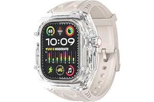 VEVEXIAO Transparent Designer Rugged Case with Band Compatible with Apple Watch Ultra 3/Ultra2 49mm Band,Crystal Clear Military Protective Cover Bumper Tactical iWatch Ultra Strap
