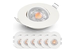 E EMOS EMOS LED Einbaustrahler 230V dimmbar, 4,9W / 480lm, 50° schwenkbar, warmweiß 2700K | Set mit 12 Stück Einbaustrahler LED Spot ultraflach, rund | Deckenspots LED dimmbar für Innenräume, Farbe weiß