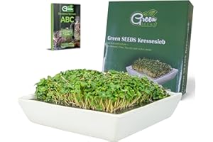Green SEEDS® Oryginalne sitko do rzeżuchy | sitko ze stali nierdzewnej z wysokiej jakości ceramiczną miską | miska do uprawy 14 x 14 cm nadaje się do mycia w zmywarce i nierdzewne + ABC [e-book]