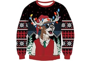 Goodstoworld Unisex Ugly Christmas Sweater Herren Weihnachtspullover Neuheit Dinosaurier Faultier Katze Strickmuster Damen Weihnachten Strickpullover S-XXL