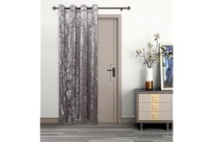 umlout Thermal Door Curtain Agra Charcoal Lined Crush Velvet Winter - Saves Energy, Prevents Draughts Reduces Heat Loss