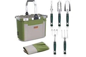 INNO STAGE HappyPicnic Gartengeräte-Set mit 11 Stück Handwerkzeugen, Gartenwerkzeug-Tasche mit Hochleistungswerkzeugen, Gartenwerkzeug-Kit mit faltbarem Griff, Gartengeschenke für den Erntedankfest der Mutter