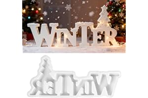 EKUKEON Silikonformen Gießformen, Silikonform Weihnachten Buchstaben, Silikonform Buchstaben Winter, Winter Weihnachtsbaum Silikonform, für DIY Silikon Gießform Heimdekoration