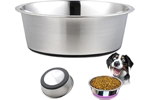 Decyam Gamelles pour Chien, 1750ml avec Base en Silicone antidérapante, Inoxydable pour Les Petits Chiens ou Les Chiot