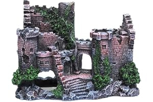SLOCME Decoración de castillo de resina para acuario, adorno de castillo para esconder pecera, detalles realistas, accesorios para acuario