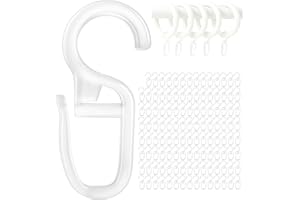 ‎YOUR DAY MATE Zawieszka do zasłon na pierścienie, 120 sztuk, z przelotką o średnicy 10 mm, do pierścieni zasłonowych o średnicy 8 do 10 mm, w kolorze przezroczystym, ślepy system mocowania do zawieszania, zawieszka