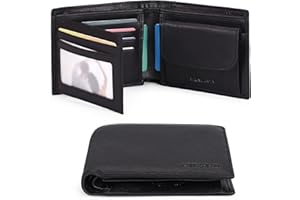 SENDEFN Portafoglio Uomo Bifold Vera Pelle, 10 Porta Carte di Credito Blocco RFID Portafoglio per Uomo con Tasca Portamonete, 2 Scomparti Banconote