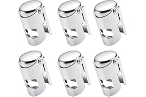 FOGARI 6 zatyczek do butelek szampana, korek do butelek szampana, korek do butelek szampana, stal nierdzewna, do zbierania wina, szampana, piwa, kolor srebrny