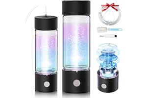 IUHFSIFS Bouteille d'eau hydrogène 2 en 1 - Certifié SGS - 5000 PPB - Technologie SPE PEM - Double concentration d'hydrogène - Traitement de l'eau en 3 minutes - 450 ml - Noir