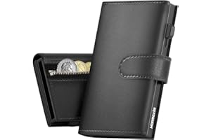 Manmaxim Mens Wallets with RFID Blocking, Premium Leather Wallets for Men UK with Coin Pocket and Money Clip, Slim Wallet Pop Up Credit Card Holder, Gifts for Men Black