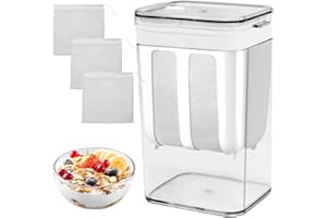 ZYLUNIY Colino per Yogurt Greco 1100 ml in Acciaio Inossidabile, Filtro per Siero di Latte Riutilizzabile con Coperchio e Rete a Maglie Fini per Fare Yogurt Greco, Latte di Soia e Succhi