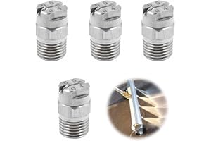 XCSJ 4pcs Boquilla Pulverizadora De Acero Inoxidable Alta Presión Piezas De Lavadora Limpiador De Alta Presión Limpiador Superficies Pulverización Accesorio,65 Grados,Abertura 1.3mm,Conexión Rosca 1/4
