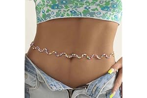 Zookey Boho chaîne de corps perles colorées chaîne de ventre perlée chaîne de taille été plage chaînes de corps bijoux pour femmes et filles