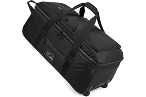 TAIHOYIN Faltbare Reisetasche mit Rollen Groß 85-100L Erweiterbare Handgepäck Tasche Duffel Bag Rolltasche Reise mit Rädern und Mehreren Taschen Packbar für Camping Urlaub 30''/76cm, Schwarz