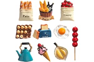 AIOSUY Aimant de Réfrigérateur 10 Pcs,Nourriture Aimant Frigo,Aimants de Réfrigérateur Enfant,Magnet Frigo,Aimants de Frigo 3D Dessin Animé de Réfrigérateur,pour Réfrigérateur,Tableau Blanc,Micro-Ondes