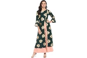 Janasya Indische Tunika Tops Krepe Kurti Set für Damen
