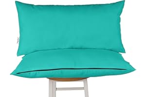 Vargottam Indoor/Outdoor Polyester Fabric Lumbar Pillow With Insert, All-Weather Waterproof Decorative Throw Pillow for Patio Furniture- 16" x 24" Set of 2 - Green