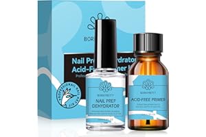 BORN PRETTY Primer Vernis Semi Permanent avec Déshydrateur Ongle Gel UV, Acrylic Nail Acid Free Nail Primer Pro Bond Nail Prep Natural Dehydrate Bond Primer Gel Nail Polish 15ml/0.50fl.oz