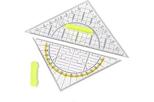 HYXODJY 2 Stück Geometrie Dreieck, Geometriedreieck mit Griff Geodreieck aus Kunststoff Transparentes Geometrie-Dreieck Flexibel Geodreieck Geo Dreiecke Set für Studenten Designer Malerei Kartografieren
